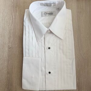 NWT Cristoforo Cardi Formal White Pleated Dress Shirt, 18.5 (36/37)